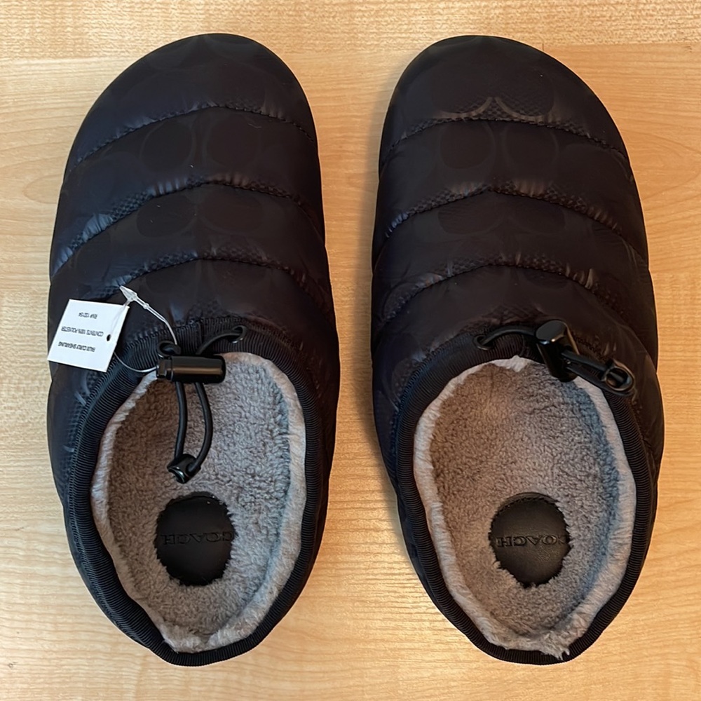 Coach Rachelle Monogram Quilted Nylon Drawstring Toggle-Slippers- 2 Colors - New - Picture 7 of 13